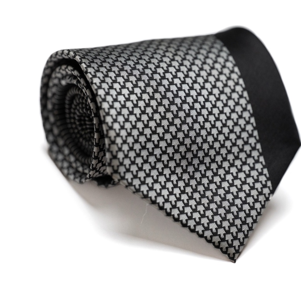 Vintage Fratello Black‎ and Gray Designer Necktie, EUC